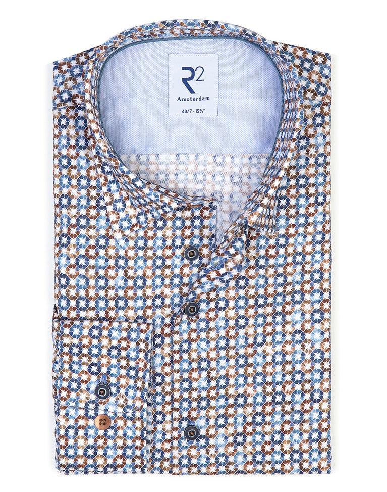 r2 amsterdam Extra lange mouwen. Multicolour lampenprint katoenen overhemd