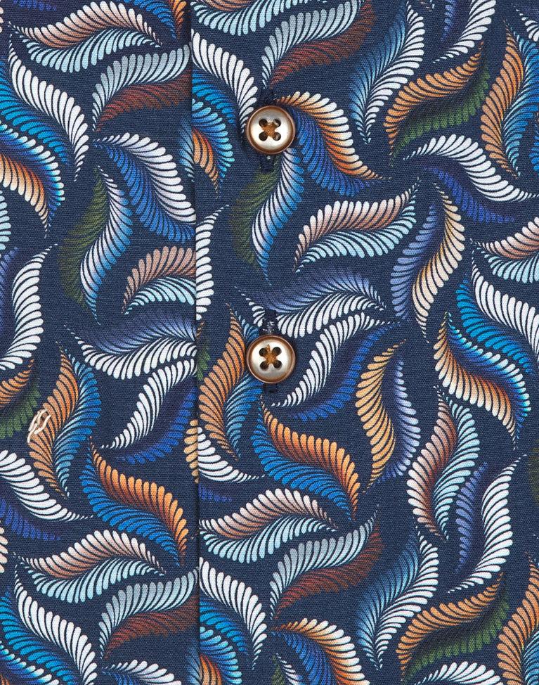 R2 Amsterdam Extra Lange Mouwen. Multicolour Print Overhemd