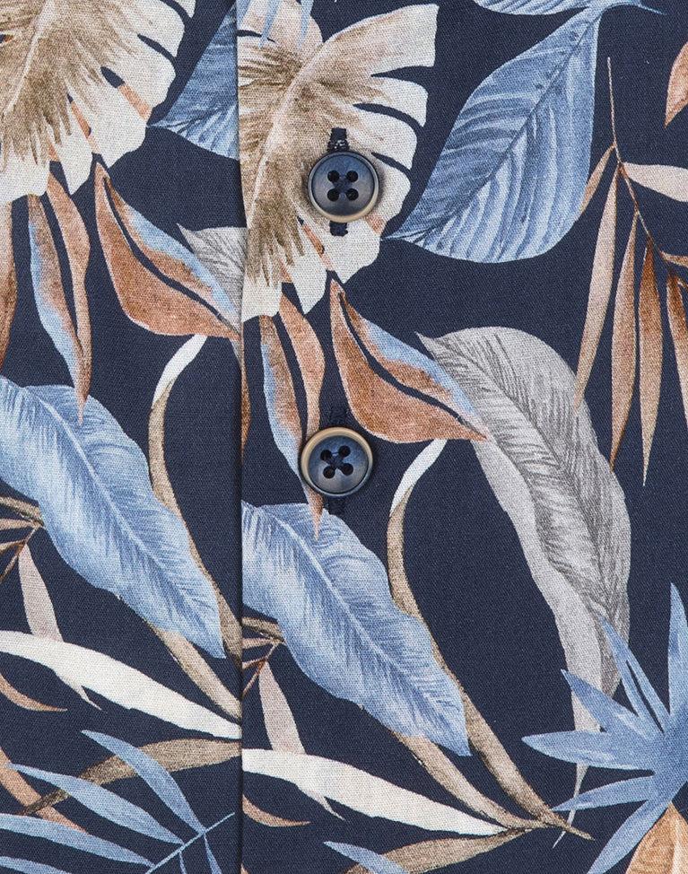 R2 Amsterdam Extra Lange Mouwen. Overhemd Met Multicolour Bladmotieven