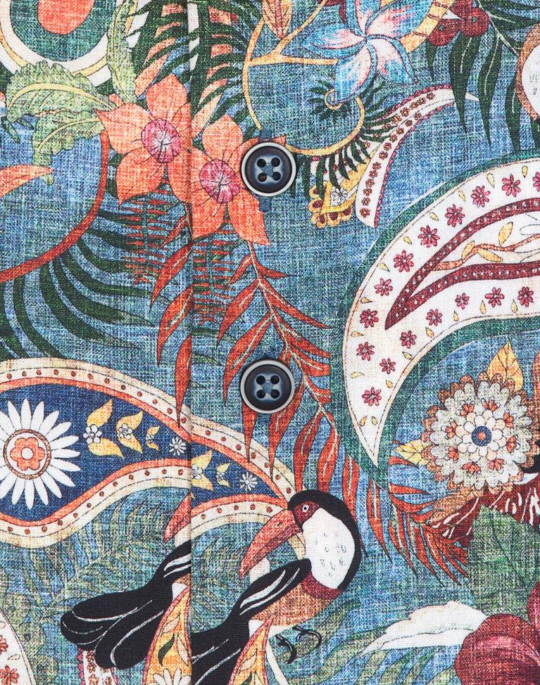 R2 Amsterdam Extra Lange Mouwen. Overhemd Met Multicolour Paisleyprint