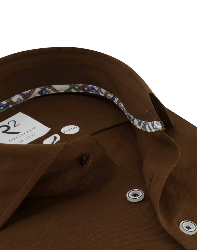 R2 Amsterdam Extra Lange Mouwen. Technical Knitted Overhemd