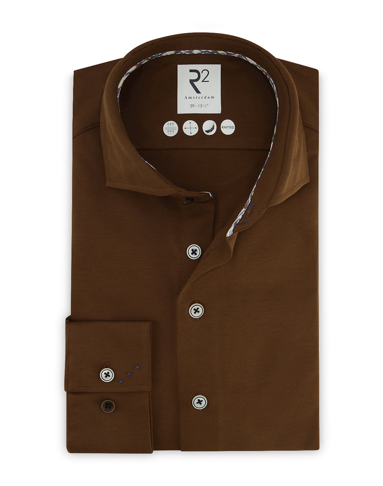 r2 amsterdam Extra lange mouwen. Technical knitted overhemd