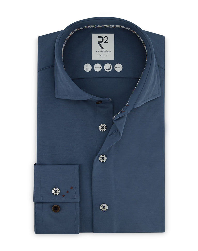 r2 amsterdam Extra lange mouwen. Technical knitted overhemd