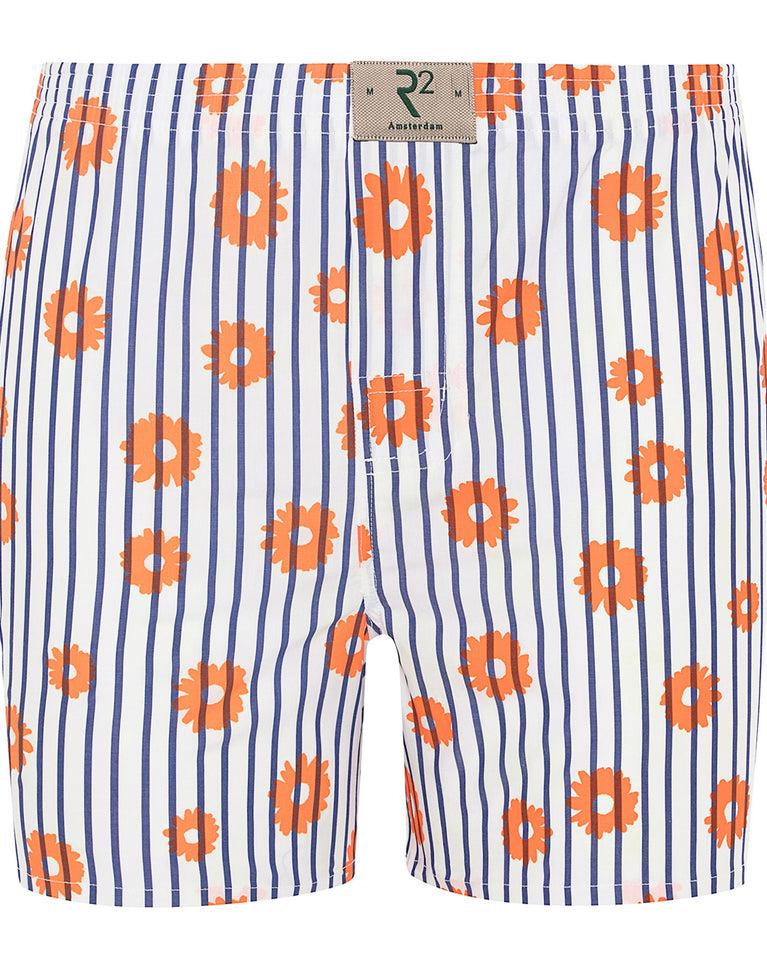 R2 Amsterdam Gestreepte Boxershort Met Bloemenprint