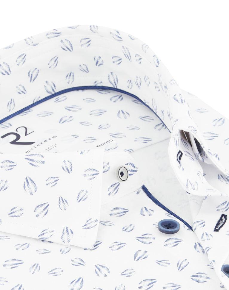 R2 Amsterdam Korte Mouwen Luchtballonprint Knitted Piqué Overhemd