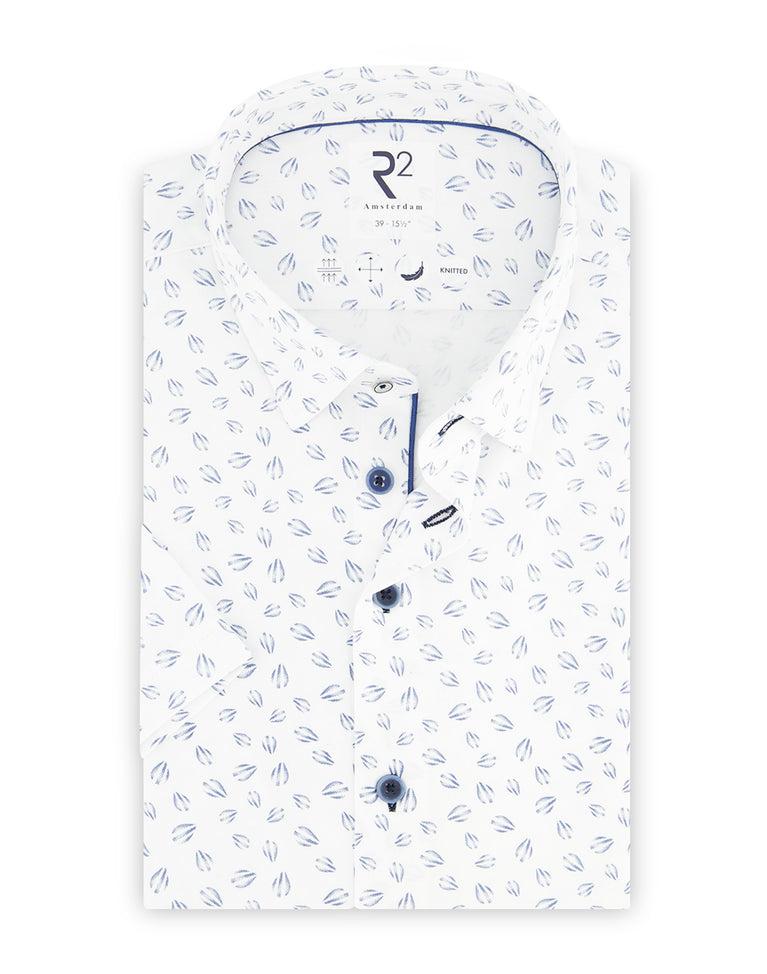 R2 Amsterdam Korte Mouwen Luchtballonprint Knitted Piqué Overhemd