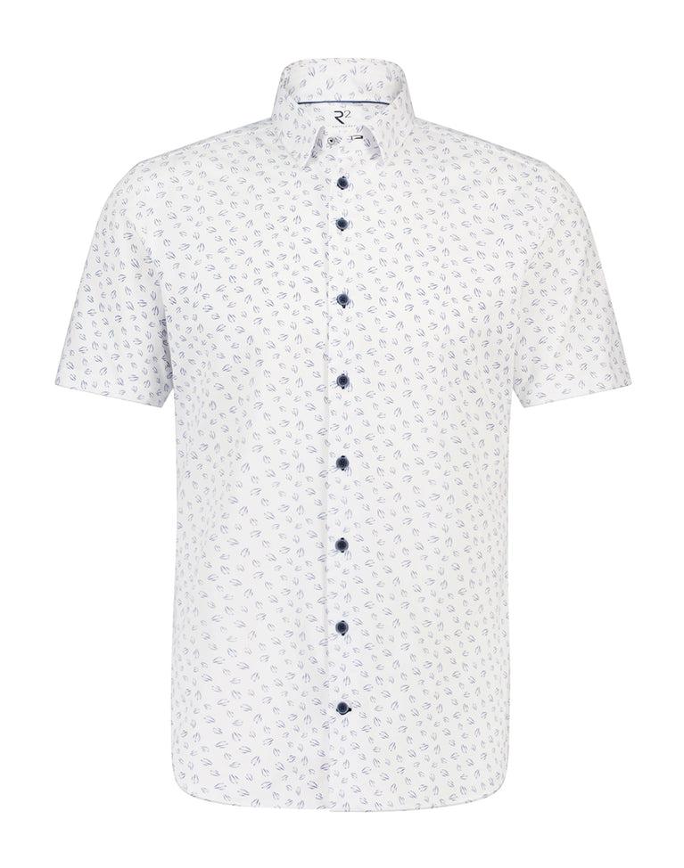 r2 amsterdam Korte mouwen luchtballonprint knitted piqué overhemd