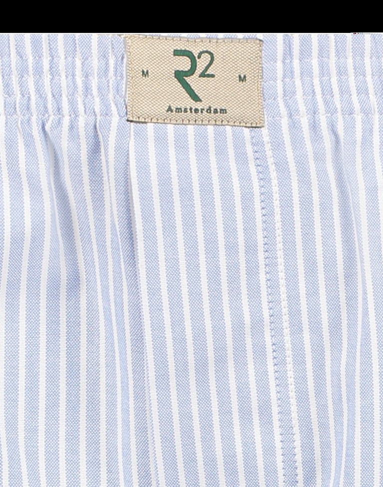 R2 Amsterdam Lichtblauw Wit Gestreepte Katoenen Boxershort