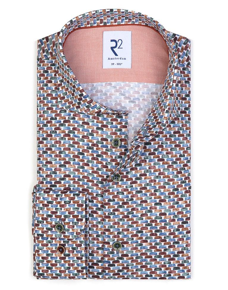 r2 amsterdam Multicolour lampenprint katoenen overhemd
