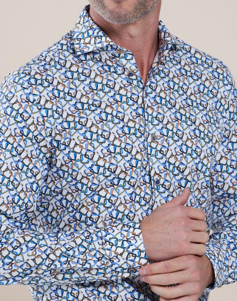 R2 Amsterdam Multicolour Overhemd Met Grafische Print