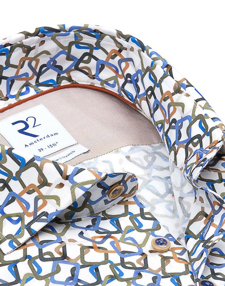 R2 Amsterdam Multicolour Overhemd Met Grafische Print