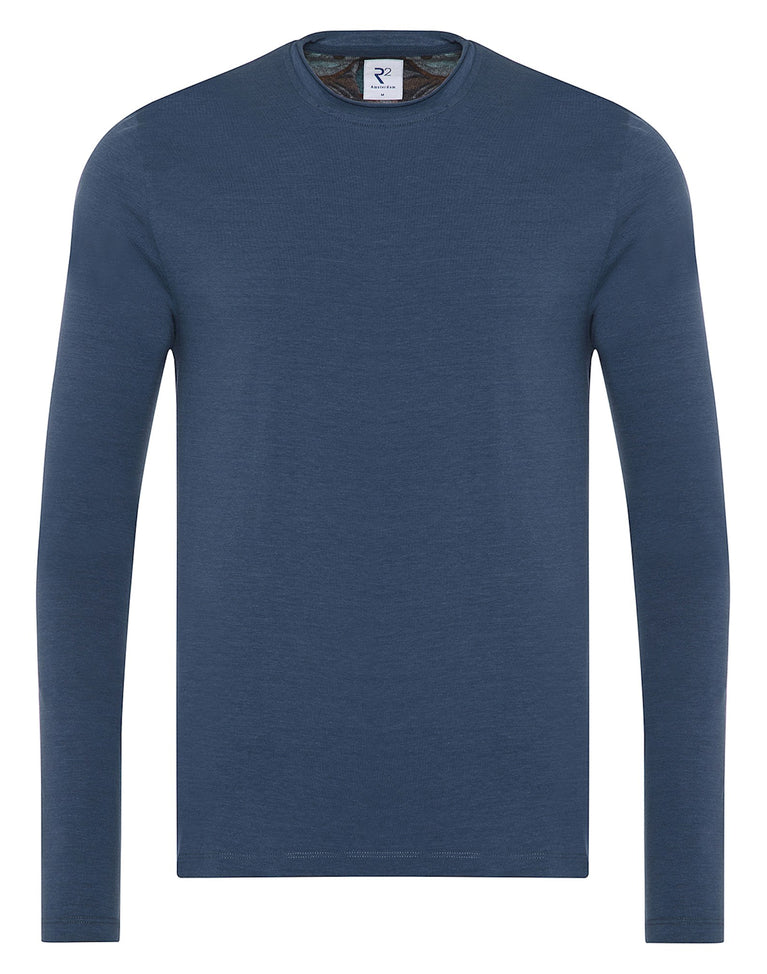 r2 amsterdam Blauw t-shirt met lange mouwen