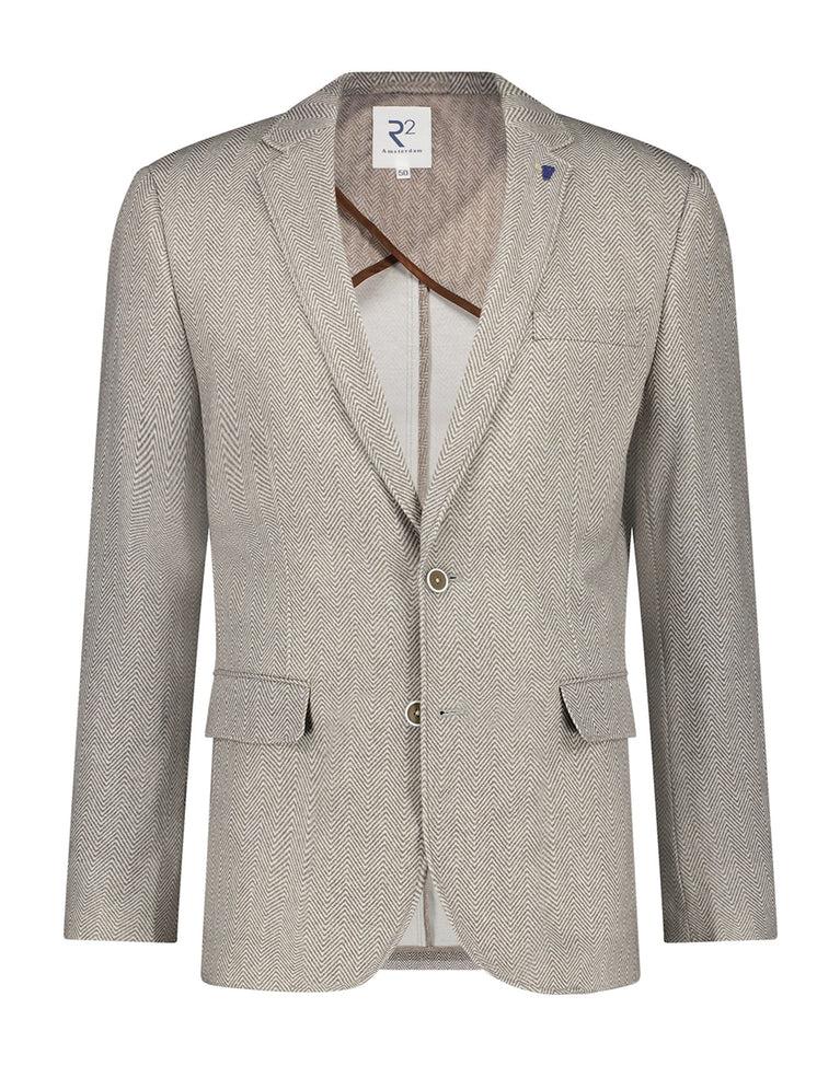 r2 amsterdam Jersey jacket met visgraatprint