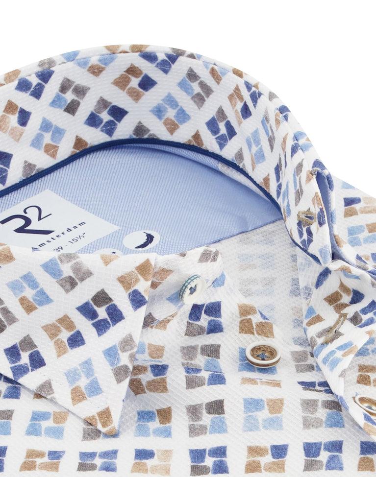 R2 Amsterdam Katoenen Overhemd Met Kopjesprint