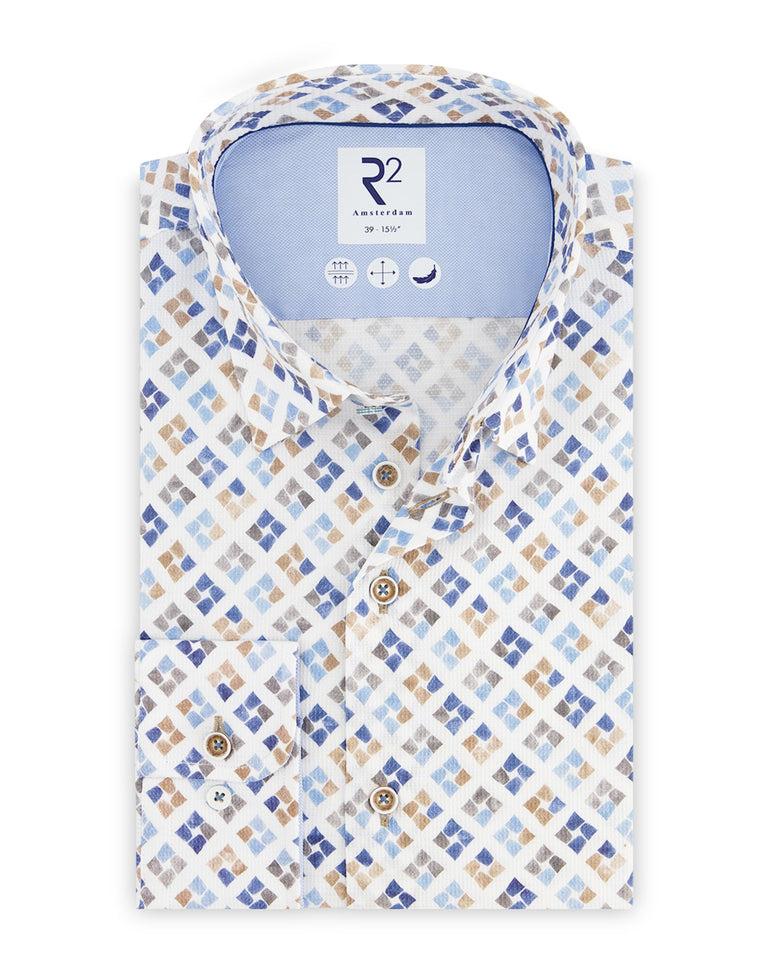 R2 Amsterdam Katoenen Overhemd Met Kopjesprint