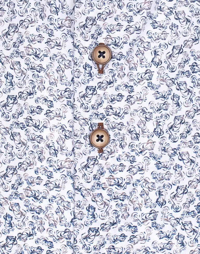 R2 Amsterdam Motorprint Katoenen Overhemd