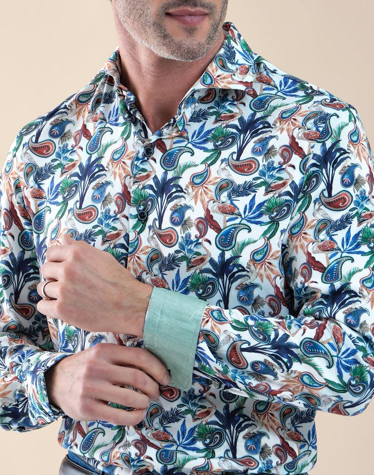 R2 Amsterdam Paisley Print Viscose Overhemd