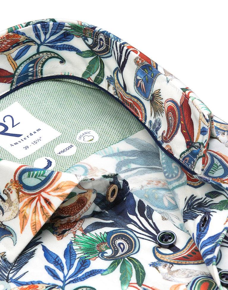 R2 Amsterdam Paisley Print Viscose Overhemd