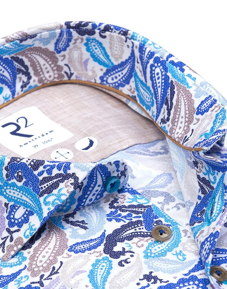 R2 Amsterdam Paisleyprint Katoenen Overhemd