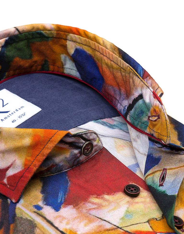R2 Amsterdam Verfprint Katoenen Overhemd