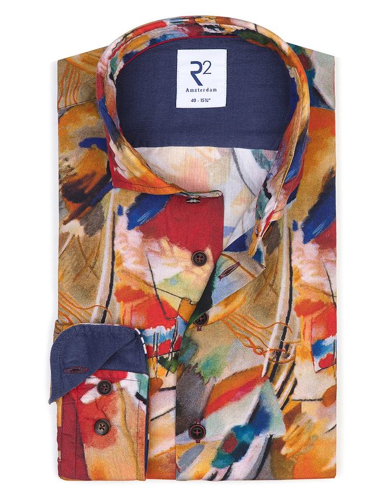 R2 Amsterdam Verfprint Katoenen Overhemd