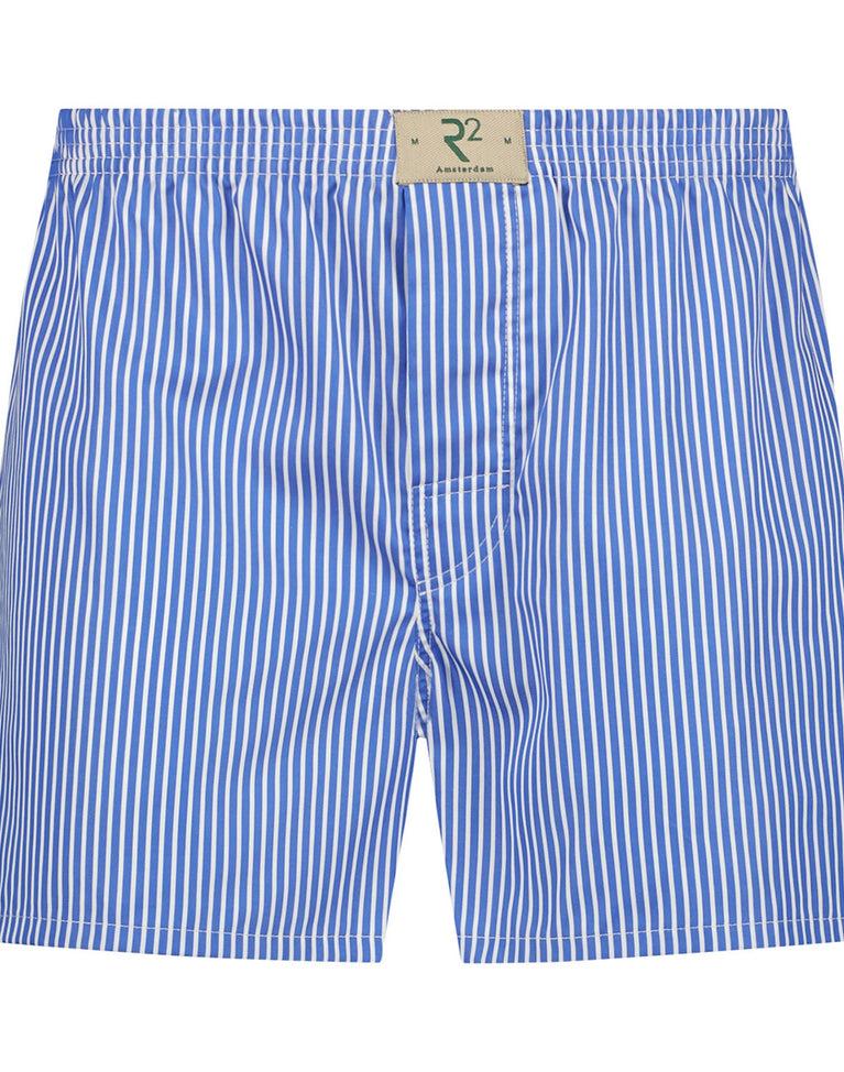 r2 amsterdam Wit blauw gestreepte katoenen boxershort