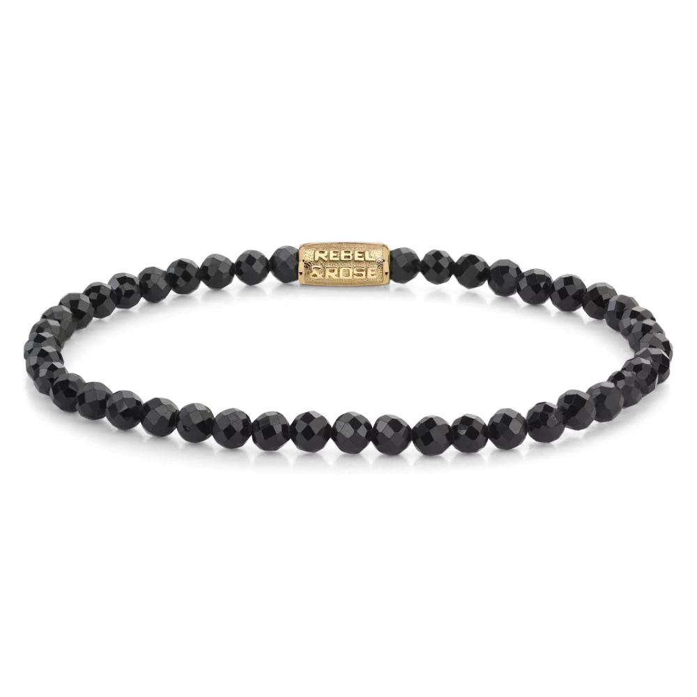 rebel & rose Black Glam Rocks Yellowgold - 4mm