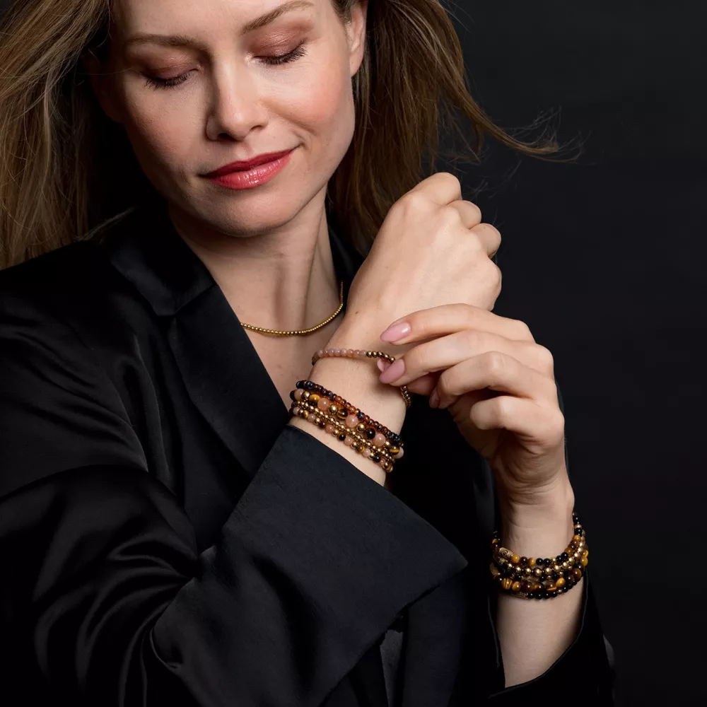 Rebel & Rose Glass Rocks Tiger Yellowgold - 4mm