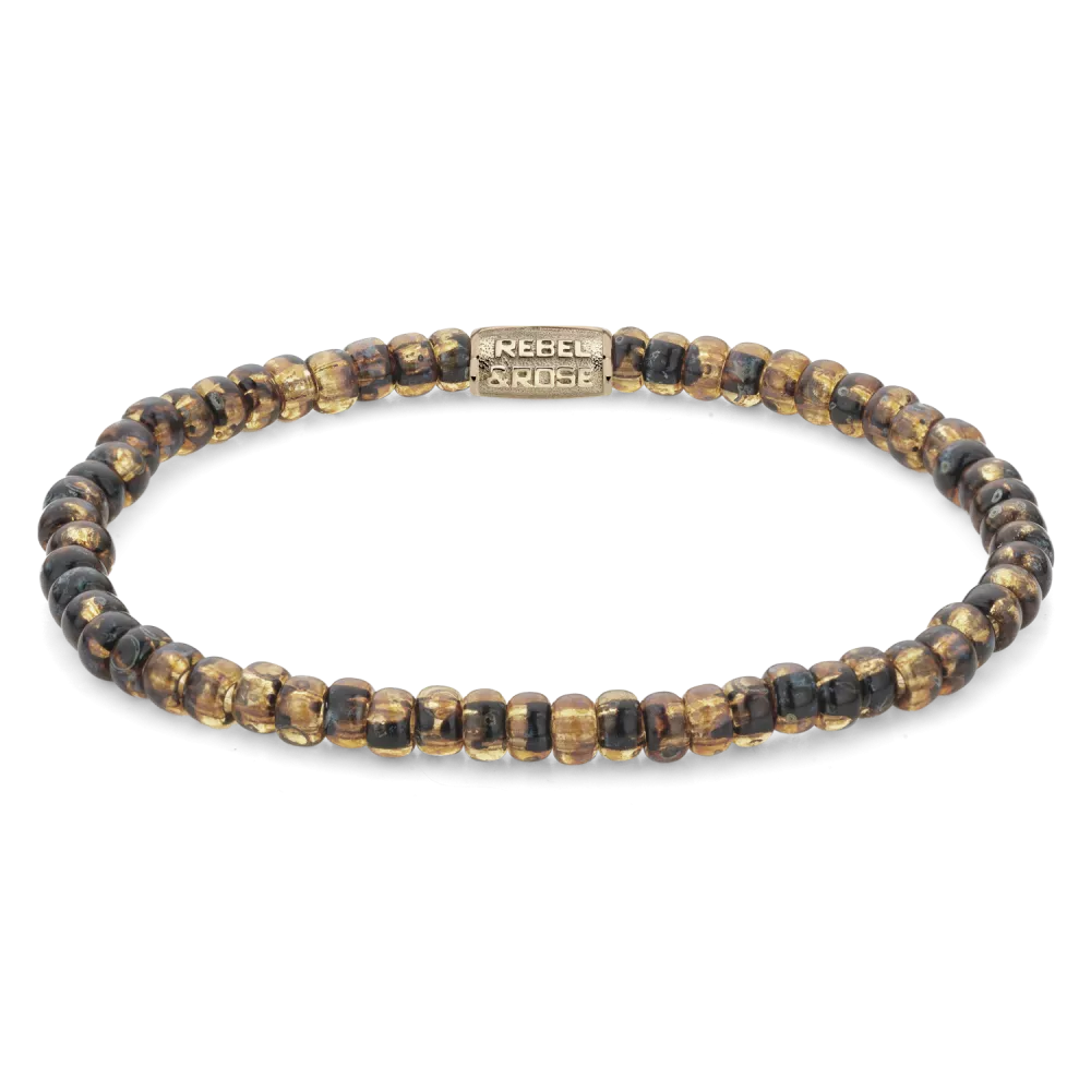 rebel & rose Glass Rocks Tiger Yellowgold - 4mm