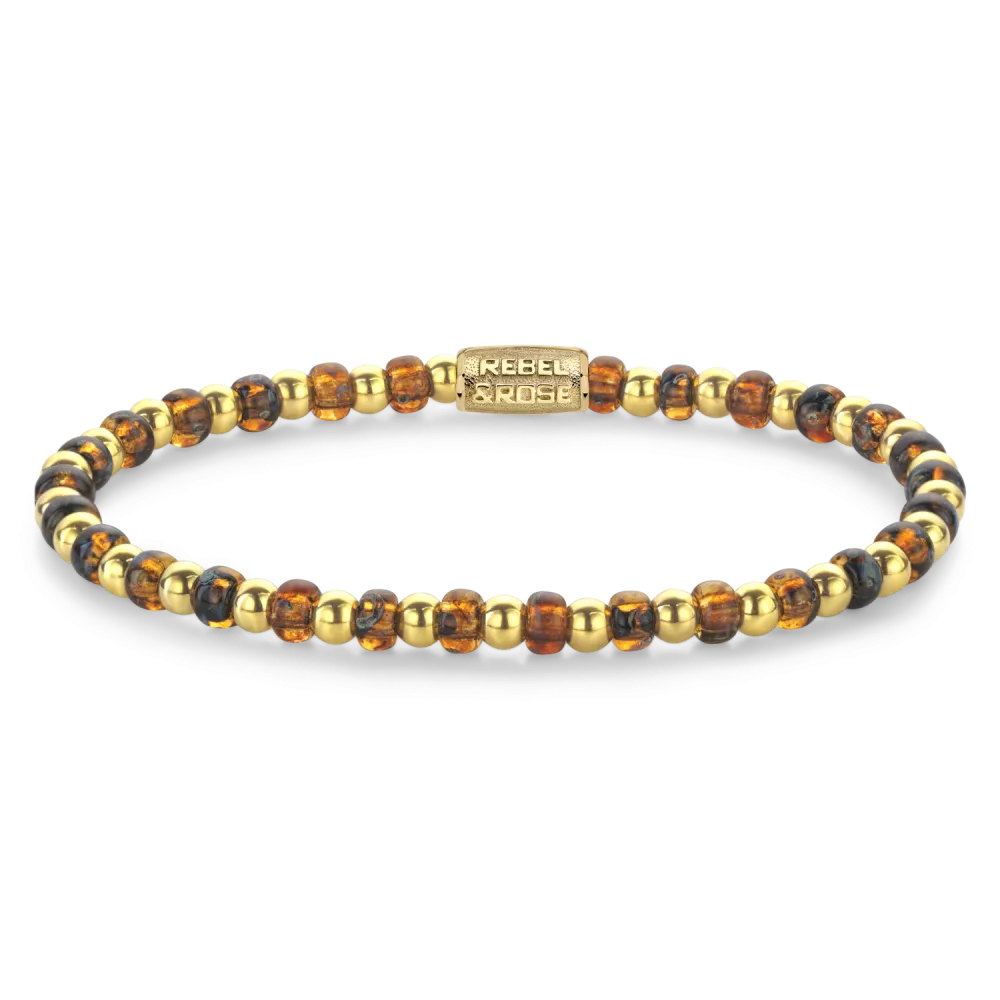 rebel & rose Mix Glass Rocks Tiger Yellowgold - 4mm