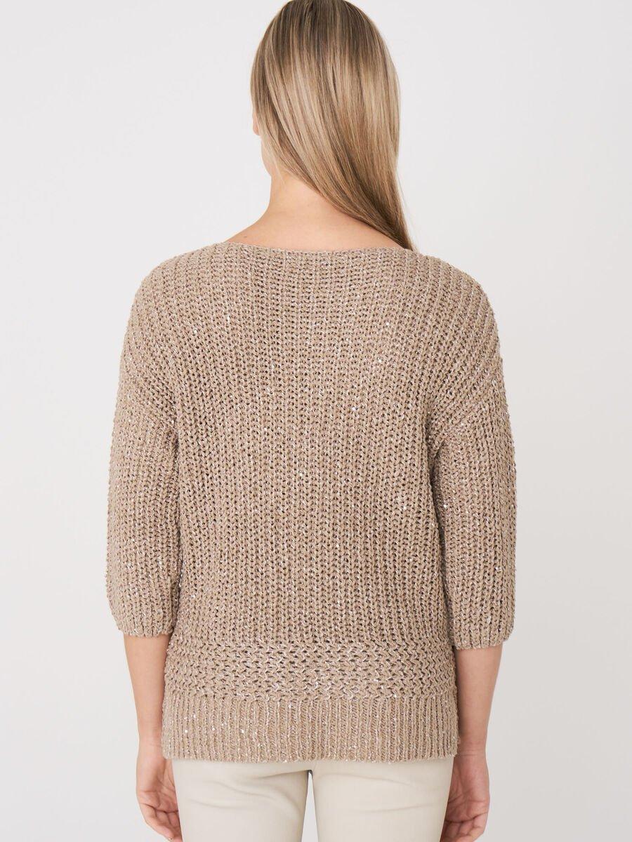 Repeat Cashmere 3/4 Mouw Boothals Trui Met Pailletten
