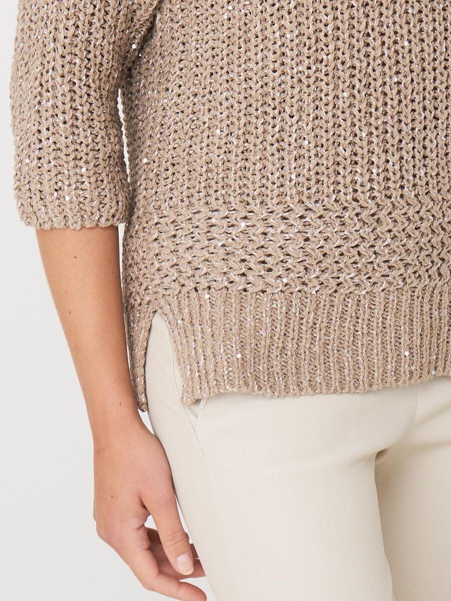 Repeat Cashmere 3/4 Mouw Boothals Trui Met Pailletten