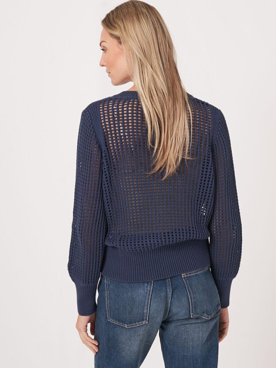 Repeat Cashmere Ajour Trui Van Zuiver Katoen Met Strikkoord