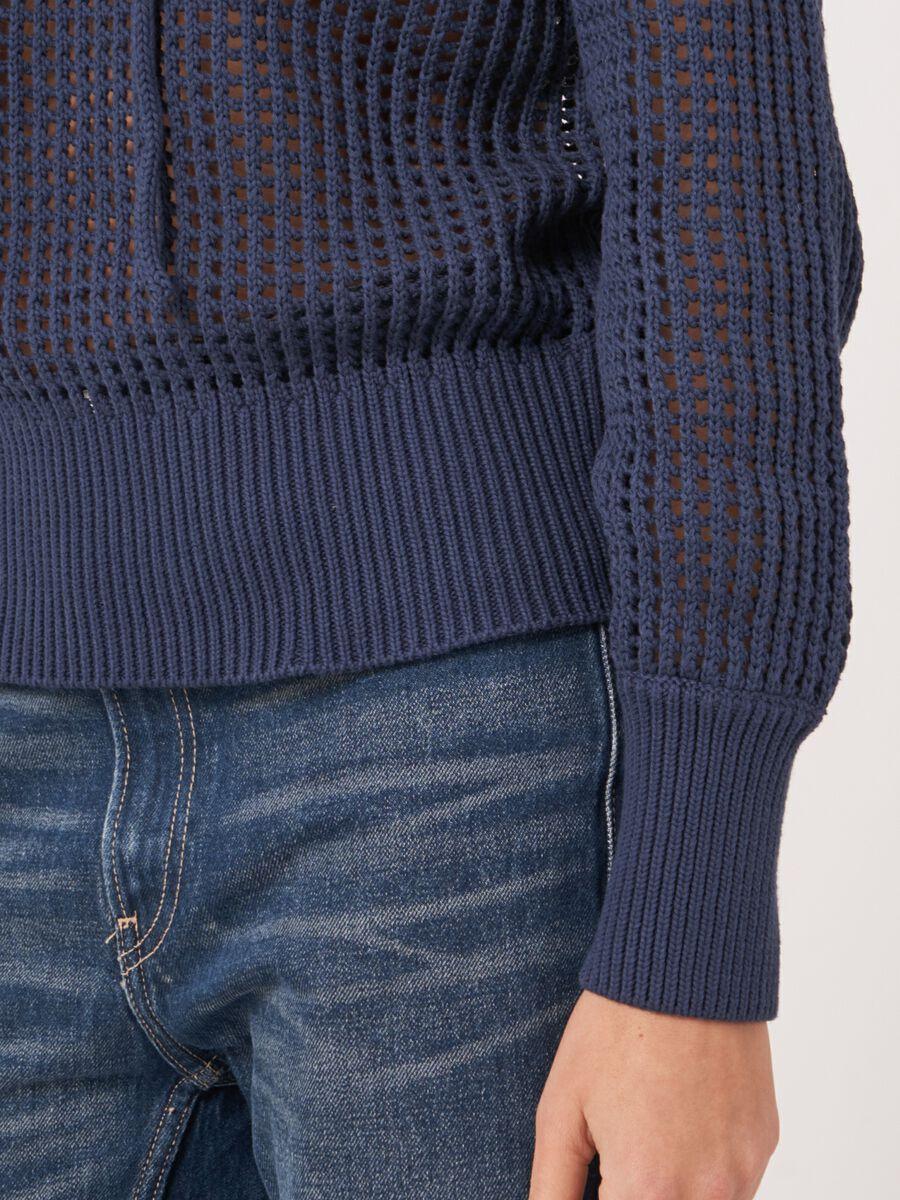 Repeat Cashmere Ajour Trui Van Zuiver Katoen Met Strikkoord