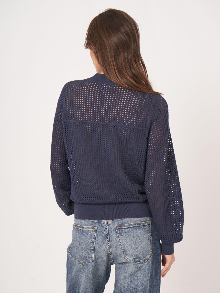 Repeat Cashmere Ajour Vest Met Baseball-kraag En Rits