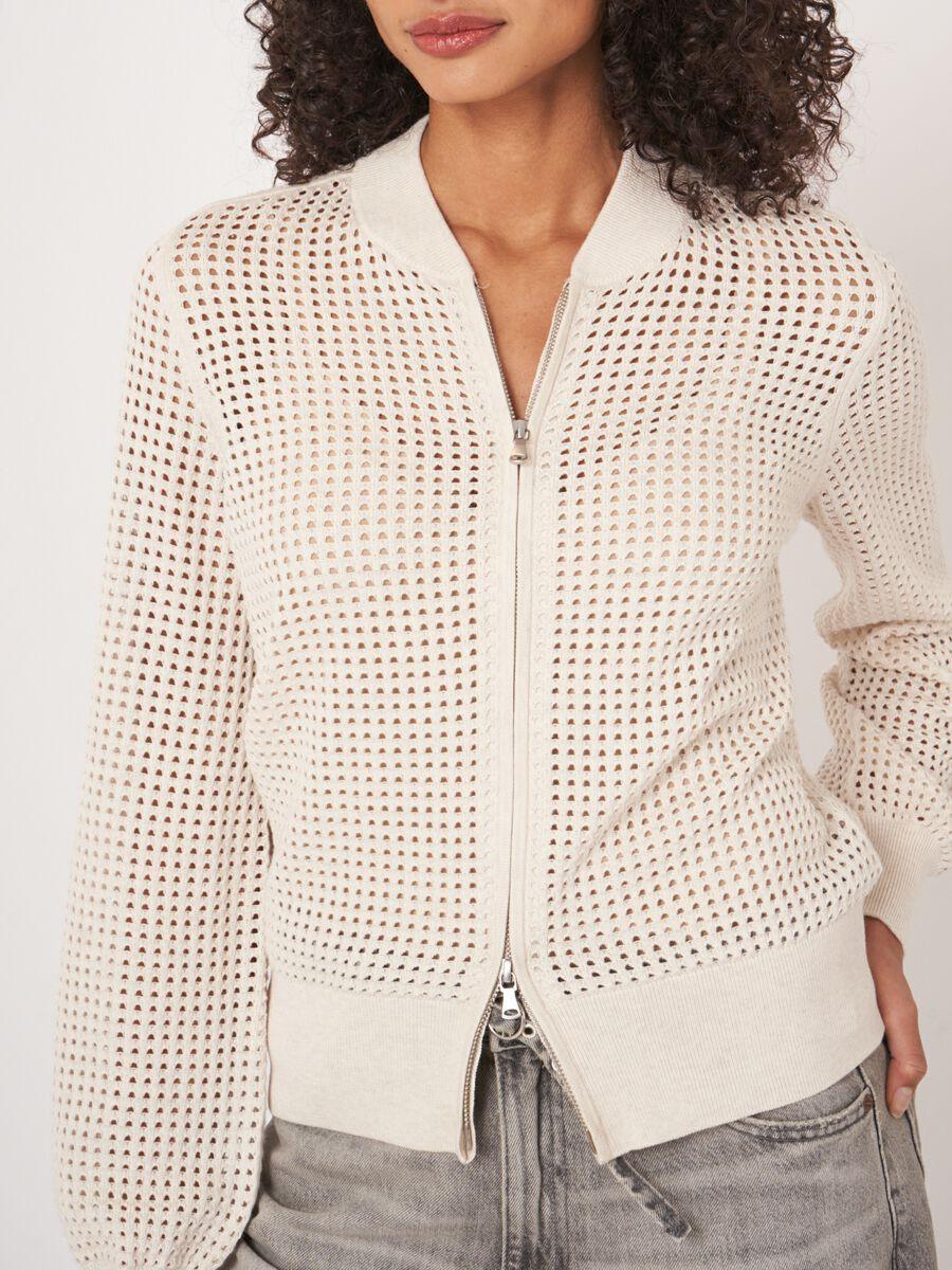 Repeat Cashmere Ajour Vest Met Baseball-kraag En Rits