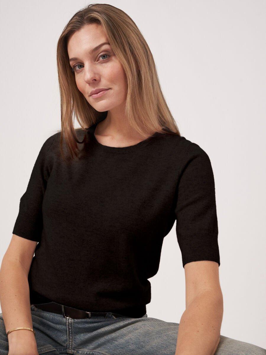 repeat cashmere Basic biologisch cashmere trui korte mouw