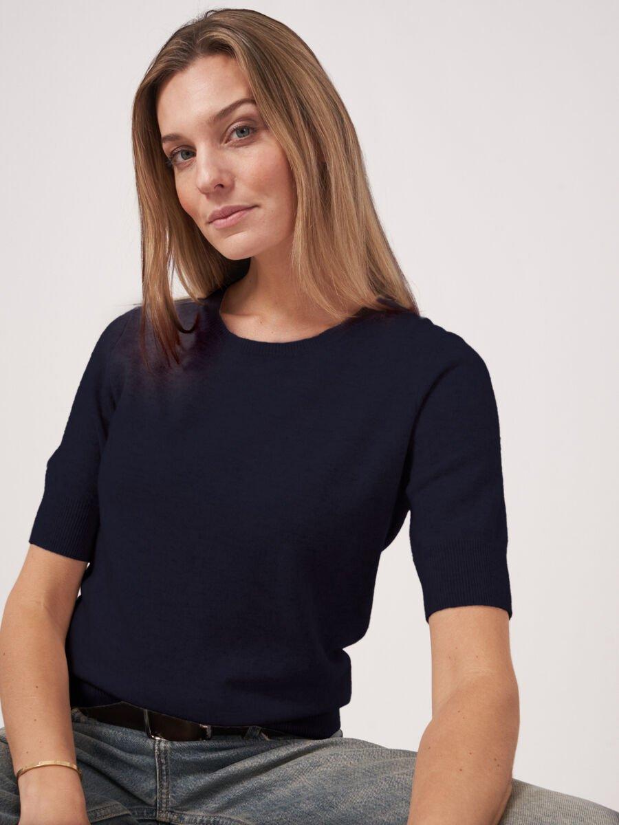 Repeat Cashmere Basic Biologisch Cashmere Trui Korte Mouw