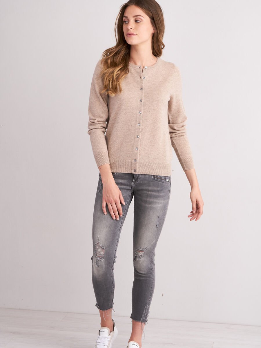 Repeat Cashmere Basic Cashmere Cardigan Met Ronde Hals