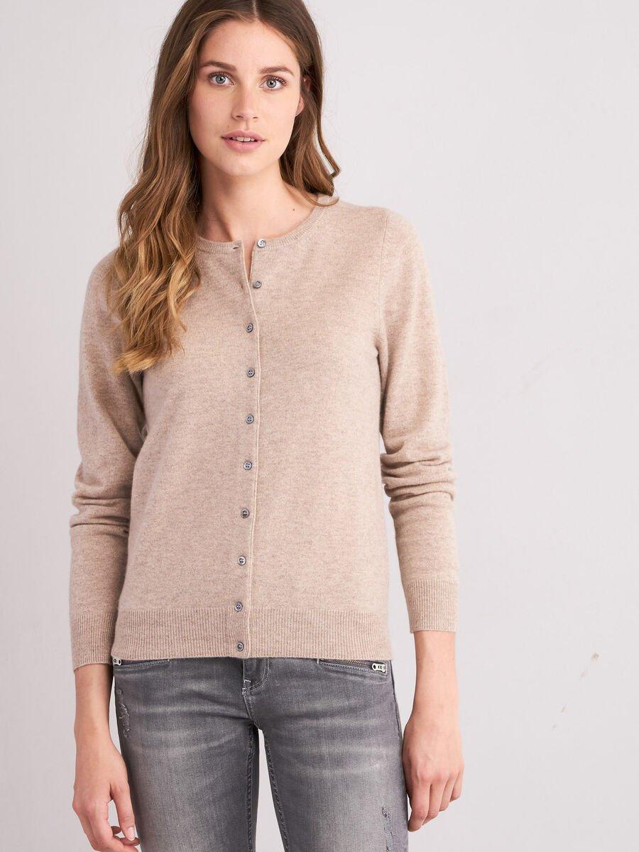 repeat cashmere Basic cashmere cardigan met ronde hals