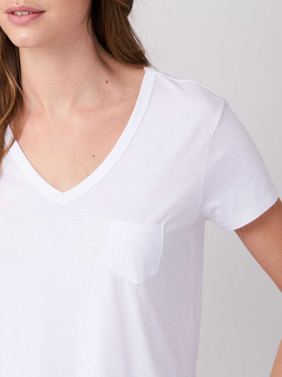 Repeat Cashmere Basic Dames T-shirt Met V-hals En Borstzak