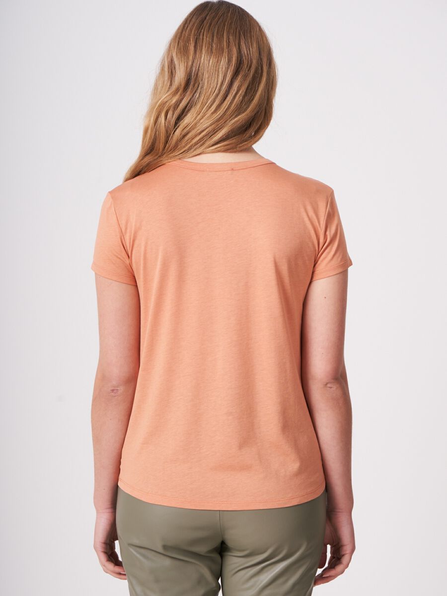 Repeat Cashmere Basic Dames T-shirt Met V-hals En Borstzak