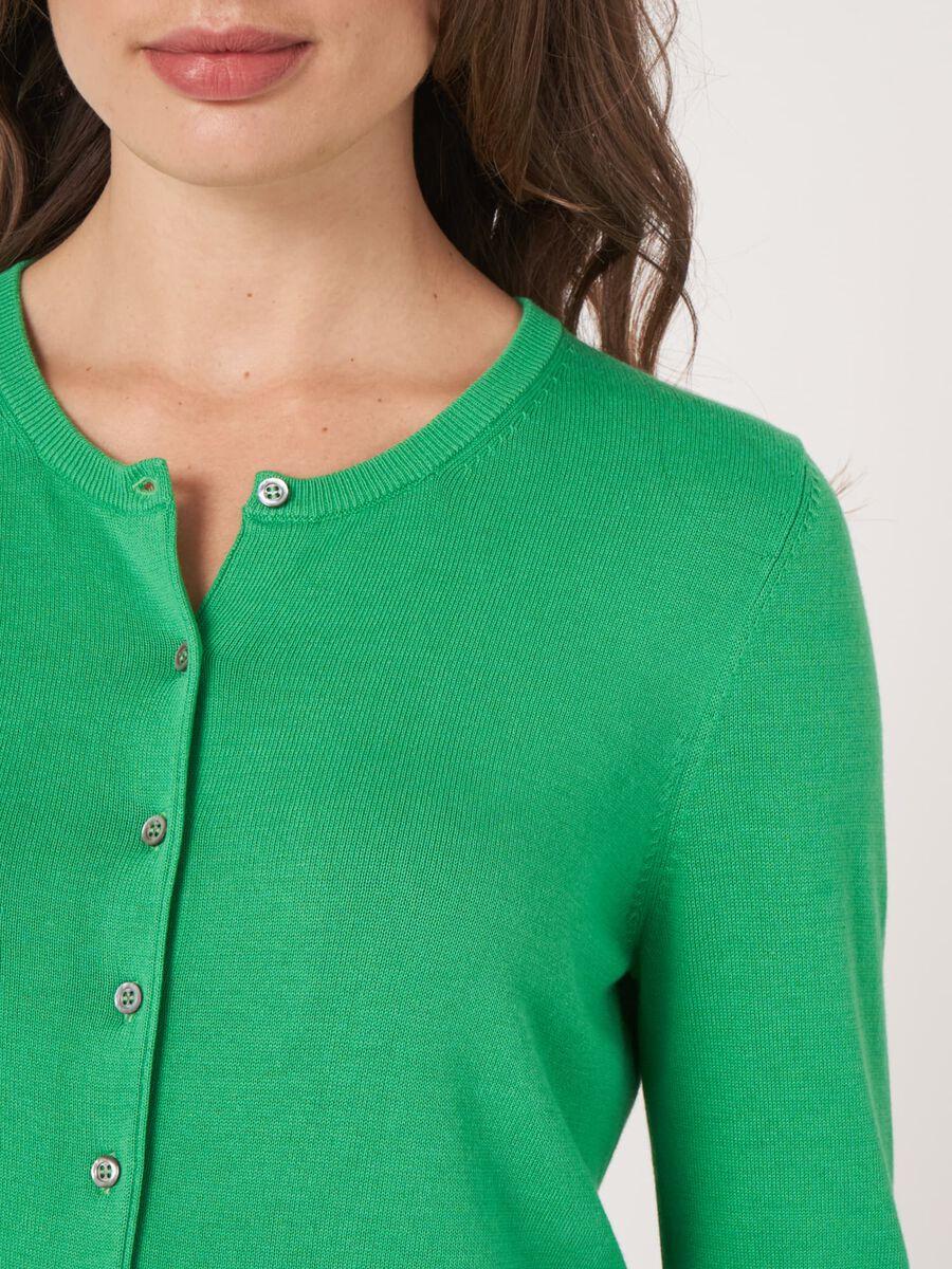 Repeat Cashmere Basic Fijn Gebreid Cardigan In Katoenmix