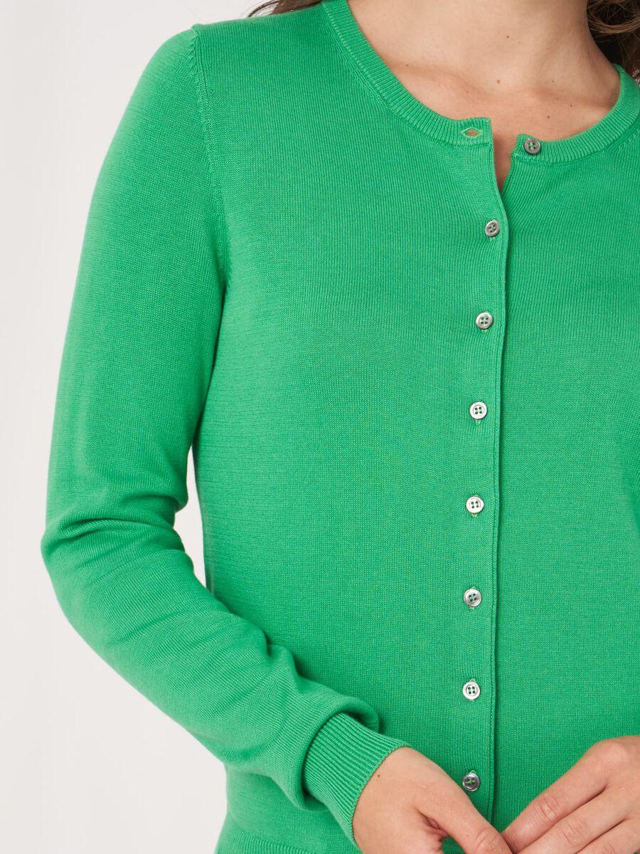 Repeat Cashmere Basic Fijn Gebreid Cardigan In Katoenmix