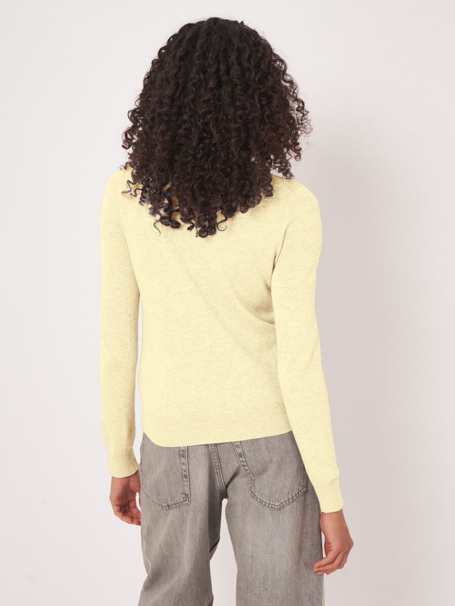 Repeat Cashmere Basic Fijn Gebreid Cardigan In Katoenmix