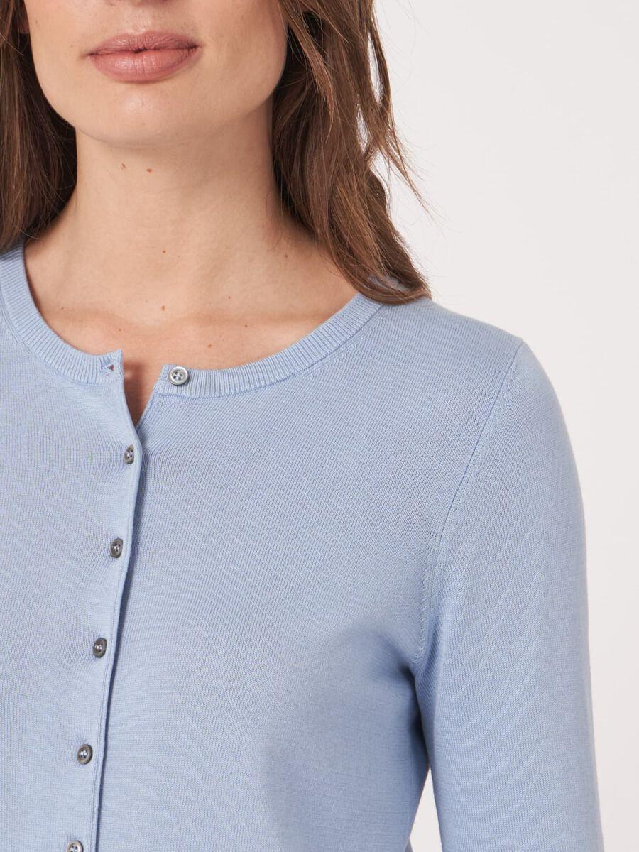 Repeat Cashmere Basic Fijn Gebreid Cardigan In Katoenmix