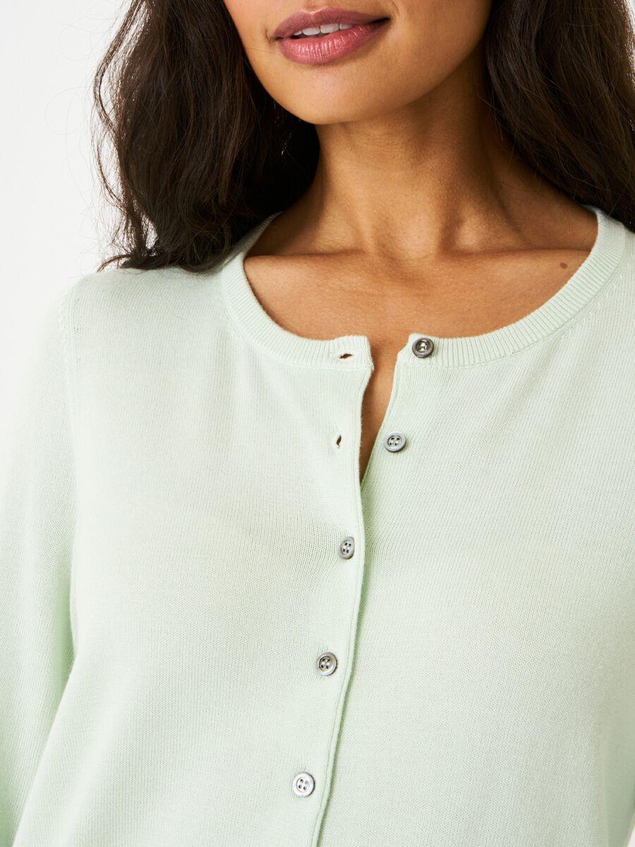 Repeat Cashmere Basic Fijn Gebreid Cardigan In Katoenmix