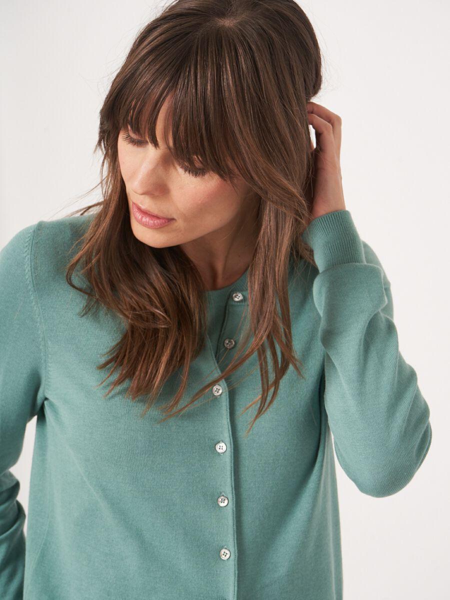 Repeat Cashmere Basic Fijn Gebreid Cardigan In Katoenmix