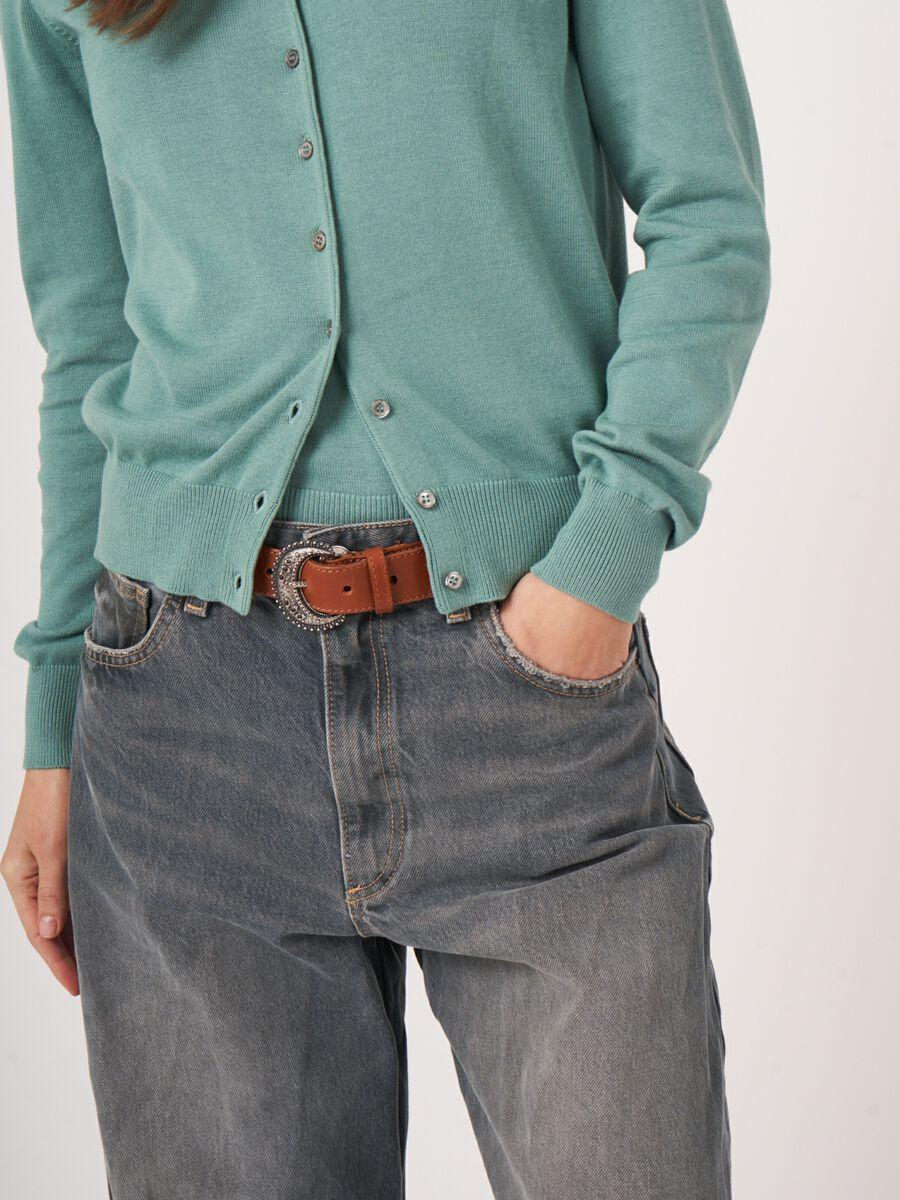 Repeat Cashmere Basic Fijn Gebreid Cardigan In Katoenmix