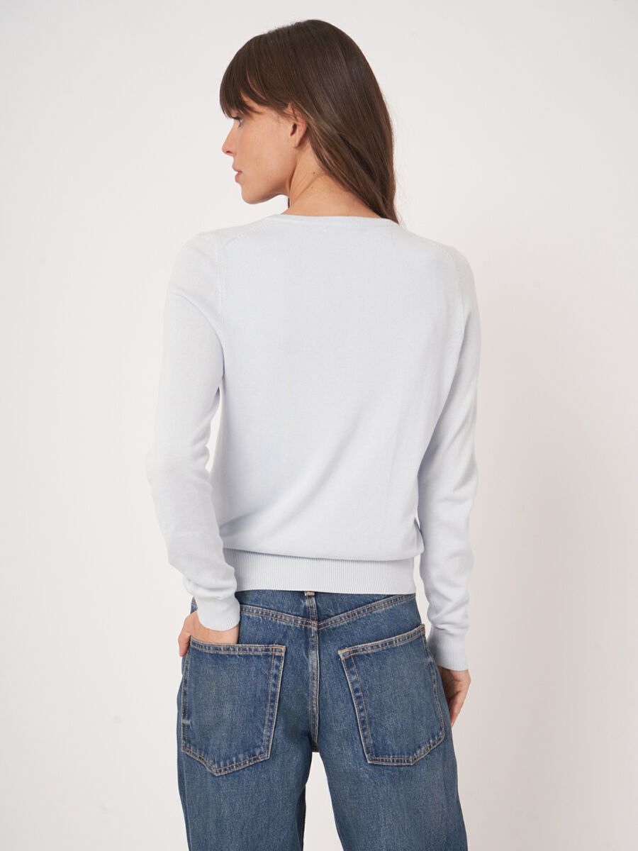 Repeat Cashmere Basic Fijn Gebreid Cardigan In Katoenmix